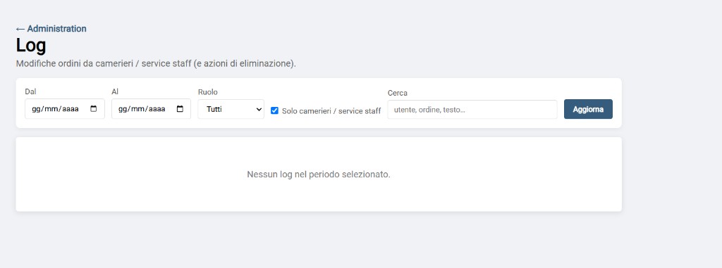 Log — ndryshimet e porosive